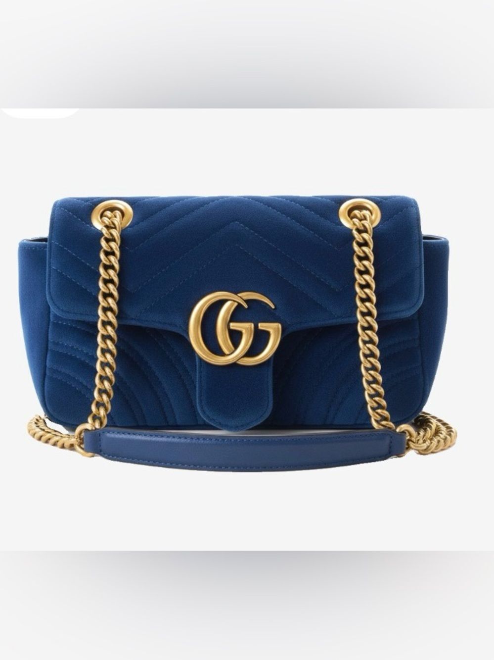🛍️ GUCCI Authentic GG MARMONT VELVET in Cobalt Blue Shoulder Bag in Small